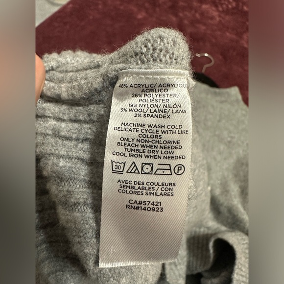 LOFT Mock Neck Dolman Sweater Gray - Picture 6 of 8